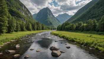 Et fredelig bilde av Børselvs-elven som flyter gjennom norsk villmark.