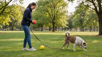 En person som trener en hund i en park