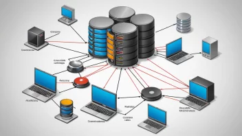 Et bilde av et databasesystem med flere lag og interaksjoner.