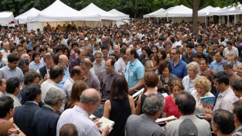 En livlig litteraturfestival med forfattere og lesere samlet sammen.