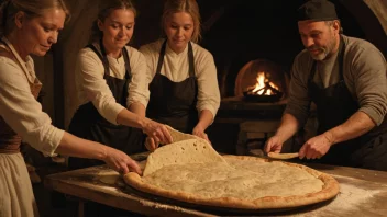 En koselig og invitende scene av tradisjonell norsk flatbrødbaking.