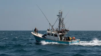 En fiskebåt på havet med en stor fangst av fisk.