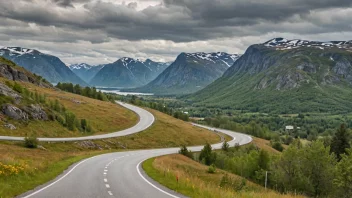 En svingete vei gjennom det norske landskapet.