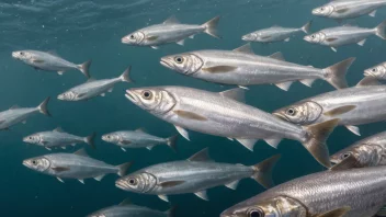 En sildfisk i havet med en skole andre sildfisker i bakgrunnen.