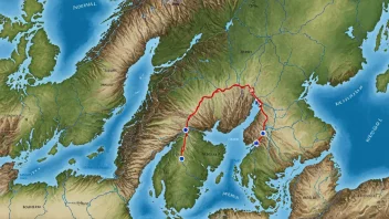 Et kart over Norge som viser regionale ruter.