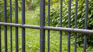 En jernstolpe brukt som støtte eller gjerde i en hage eller en park.