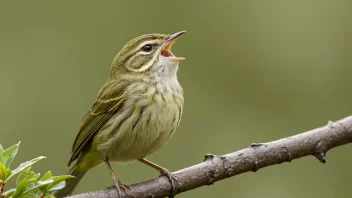 En løvsanger som synger på en gren.