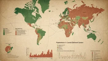 Et bilde som representerer befolkningskontroll, med ulike data visualiserings elementer.