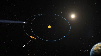 Et bilde som viser den gravitasjonsbevegelsen mellom himmellegemer.