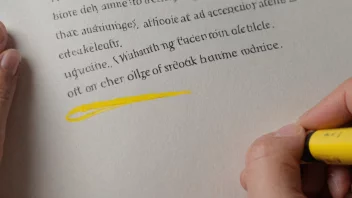 En person fremhæver en spesifik del av en tekst med en gul markør.