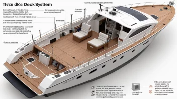 En bilde av en båts dekkssystem, med ulike komponenter merket.