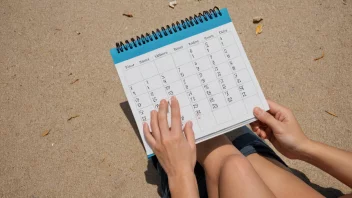 En person som slapper av på en strand med en kalender i bakgrunnen.