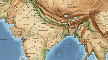 Et kart over Hindustan, en geografisk region i Sør-Asia