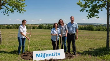 Mennesker som deltar i et miljøinitiativ ved å plante trær.