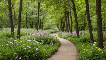 En fredelig spaserveg i naturen.