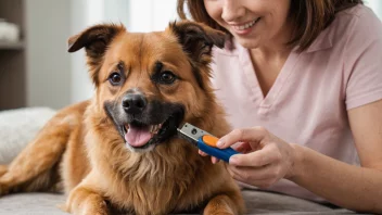 En person som tar vare på en hunds pelspleiebehov