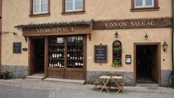 En vinbutikk i Norge med en skilt som sier 'Vinmonopolutsalg'