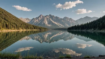 Et fredelig landskap reflektert i et speil.