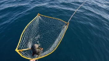 En person som fisker med trål i havet.