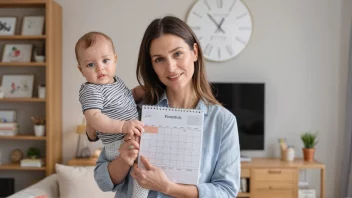 En kvinne på fulltidpermisjon, tar seg av babyen sin.