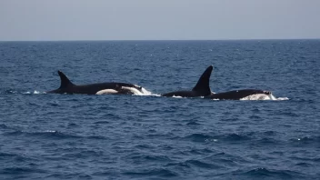 En gruppe hvaler som svømmer sammen i havet