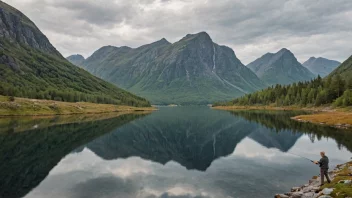 En person som fisker i et vakkert norsk landskap.