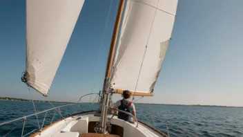 En seilbåt med en person som styrer den gjennom rolige vann.