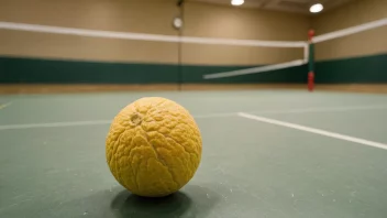 En squashball på en squashbane