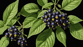 En illustrasjon av den giftige planten Atropa belladonna.