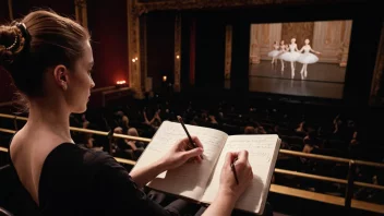 En ballettanmelder som skriver en anmeldelse under en forestilling.