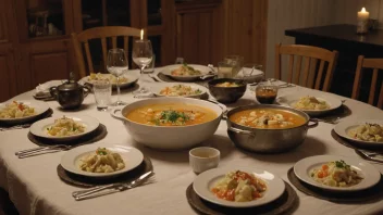 Et tradisjonelt norsk suppemåltid med suppe som hovedrett.