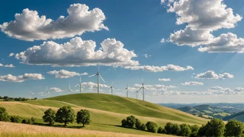 En vindgenerator som produserer ren energi på en ås.