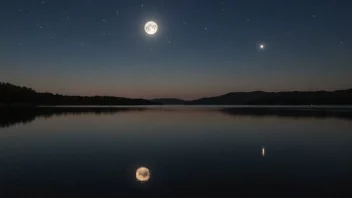 Månens refleksjon på en rolig innsjø eller hav.