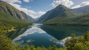 En fredelig innsjø i Nordland fylke.