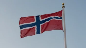 Det amerikanske flagget bølger i vinden, med et diskret bakgrunn av et norsk flagg, som representerer kulturelt utveksling og innflytelse mellom de to landene.