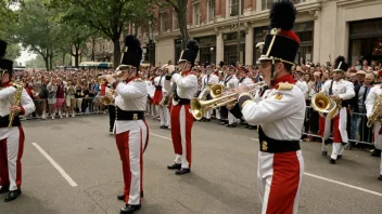 Et musikkorps som spiller en seremonimarsj.