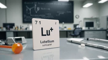 En illustrasjon av Lutetium, et sjeldent jordartmetall med ulike vitenskapelige anvendelser.