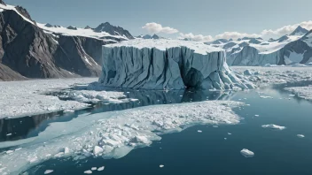 En smeltende isbre, med isblokker som bryter av og flyter avgårde i havet.