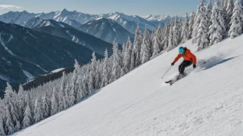 En vintersportsscene med en skiløper og en snøbrettkjører i fjellene.