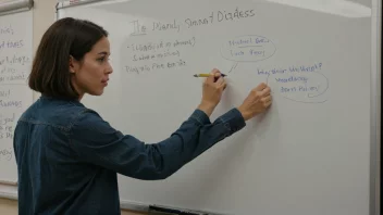 En person står foran en whiteboard og skriver en setning som åpner en samtale. Setningen er åpningslinja i en presentasjon.