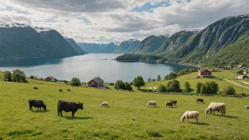 Et pittoreskt norsk kystgård med fokus på dyrehold.