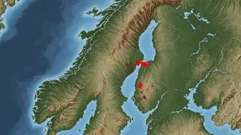 Et kart over Norge med Østkantområdet-regionen fremhevet.