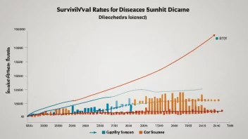 En graf som viser overlevelsesrater for forskjellige sykdommer