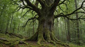 Et majestetisk hasseltrær i en norsk skog.