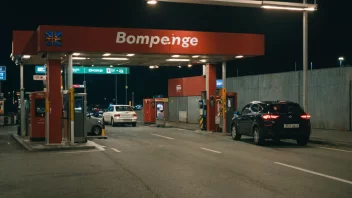 En bil som betaler bompenger ved en bomstasjon.