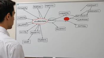 En person står foran en whiteboard med et komplekst diagram, og ser bekymret og ansvarlig ut.