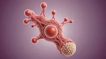 En illustrasjon av molekylstrukturen til østrogenhormon, med en bakgrunn av kvinnelig forplantningssystem.