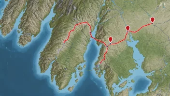 Et kart over Norge med en turnérute markert, inkludert flere byer og arenaer.