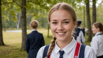 En student som bærer en tradisjonell norsk studentuniform.