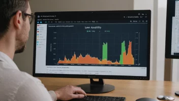 En person som analyserer datatilgjengelighet på en dataskjerm.